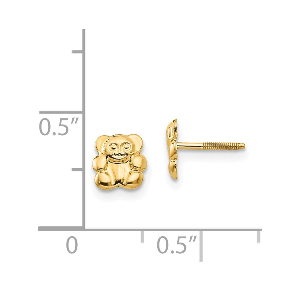 FJC Finejewelers 14 kt Yellow Gold Button Madi K Polished Teddy Bear Screwback Earrings 6 x 6 mm