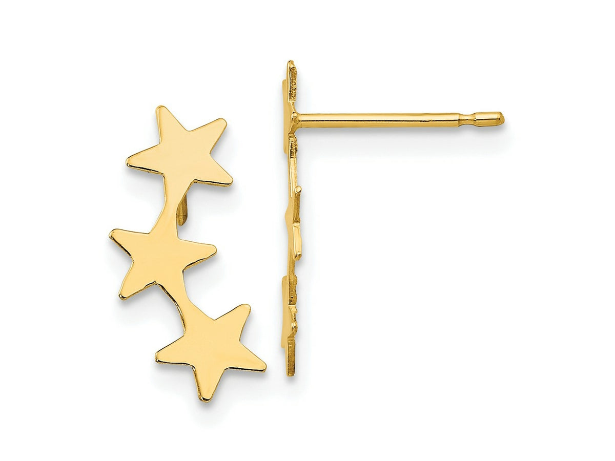 FJC Finejewelers 14 kt Yellow Gold Dangle Madi K Polished 3-Star Post Earrings 15 x 6 mm