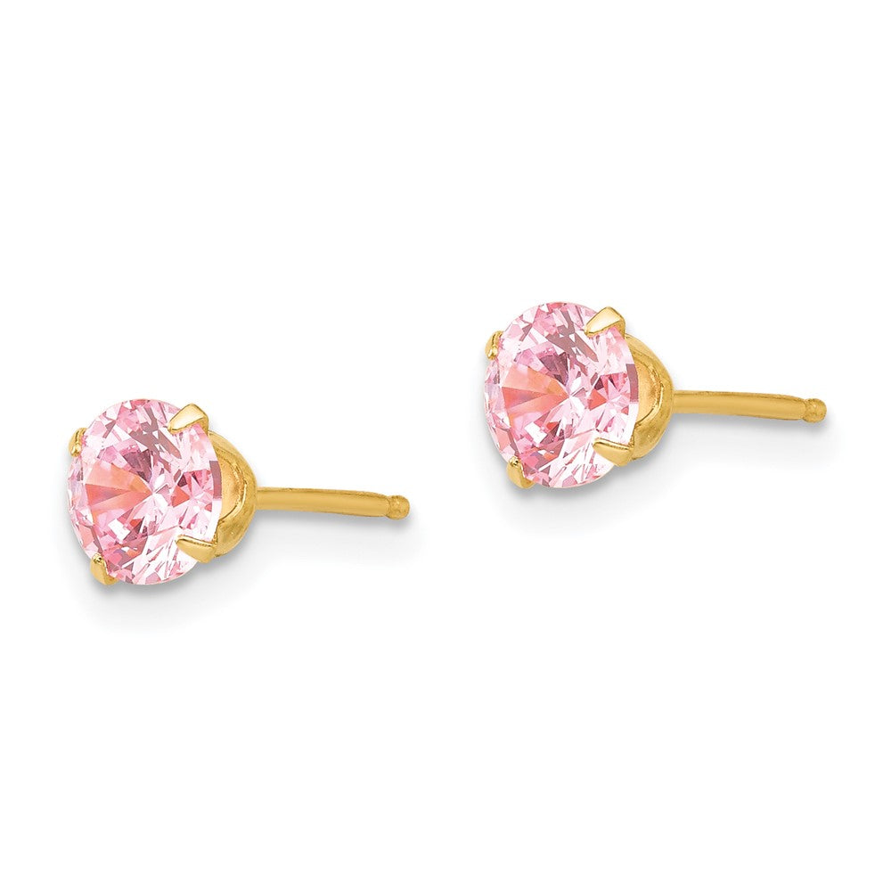 FJC Finejewelers 14 kt Yellow Gold Stud Madi K Pink CZ Post Earrings 5 x 5 mm