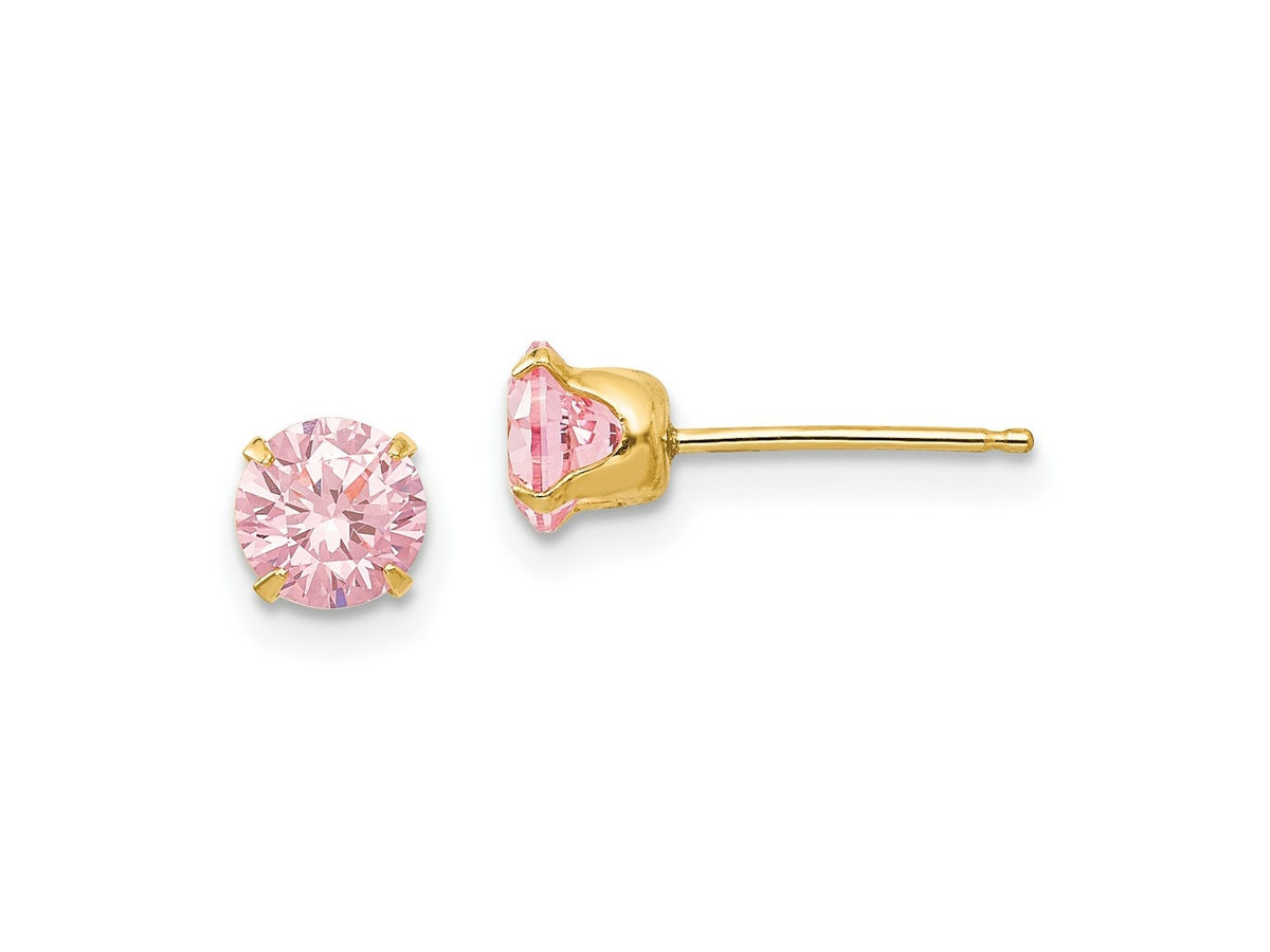 FJC Finejewelers 14 kt Yellow Gold Stud Madi K Pink CZ Post Earrings 5 x 5 mm