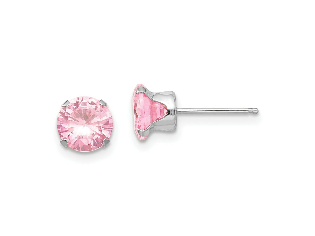 FJC Finejewelers 14 kt White Gold Stud Madi K 6.5mm Pink CZ Post Earrings