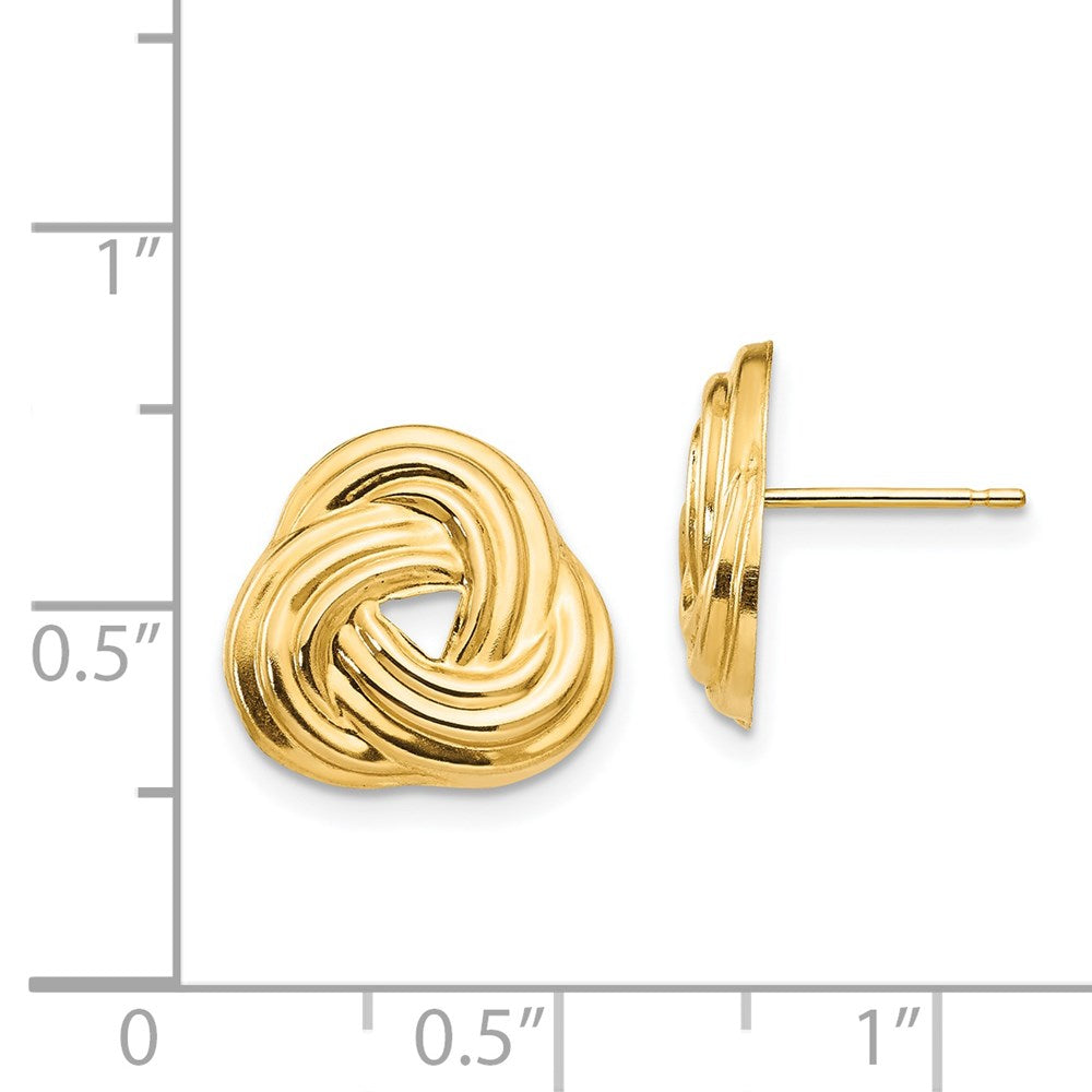 FJC Finejewelers 14 kt Yellow Gold Button Madi K Love Knot Post Earrings 13 x 14 mm