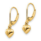 FJC Finejewelers 14 kt Yellow Gold Dangle Madi K Puffed Polished Heart Drop Leverback Earrings 21 x 6 mm