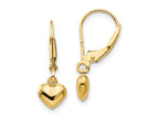 FJC Finejewelers 14 kt Yellow Gold Dangle Madi K Puffed Polished Heart Drop Leverback Earrings 21 x 6 mm