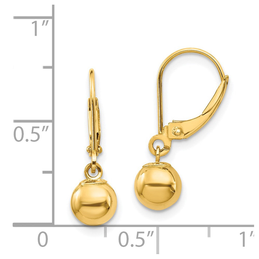 FJC Finejewelers 14 kt Yellow Gold Madi K Dangle Bead Leverback Earrings 21 x 6 mm