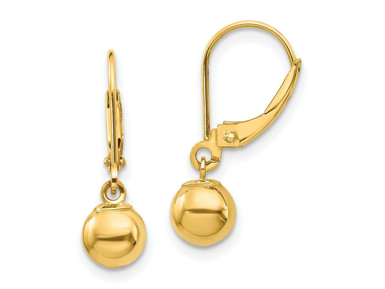 FJC Finejewelers 14 kt Yellow Gold Madi K Dangle Bead Leverback Earrings 21 x 6 mm