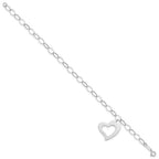 FJC Finejewelers 14 kt White Gold Link Dangle Heart Bracelet 7.25 Inches