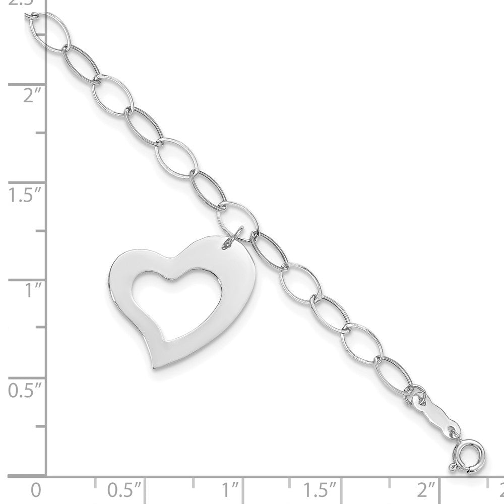 FJC Finejewelers 14 kt White Gold Link Dangle Heart Bracelet 7.25 Inches