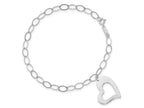 FJC Finejewelers 14 kt White Gold Link Dangle Heart Bracelet 7.25 Inches