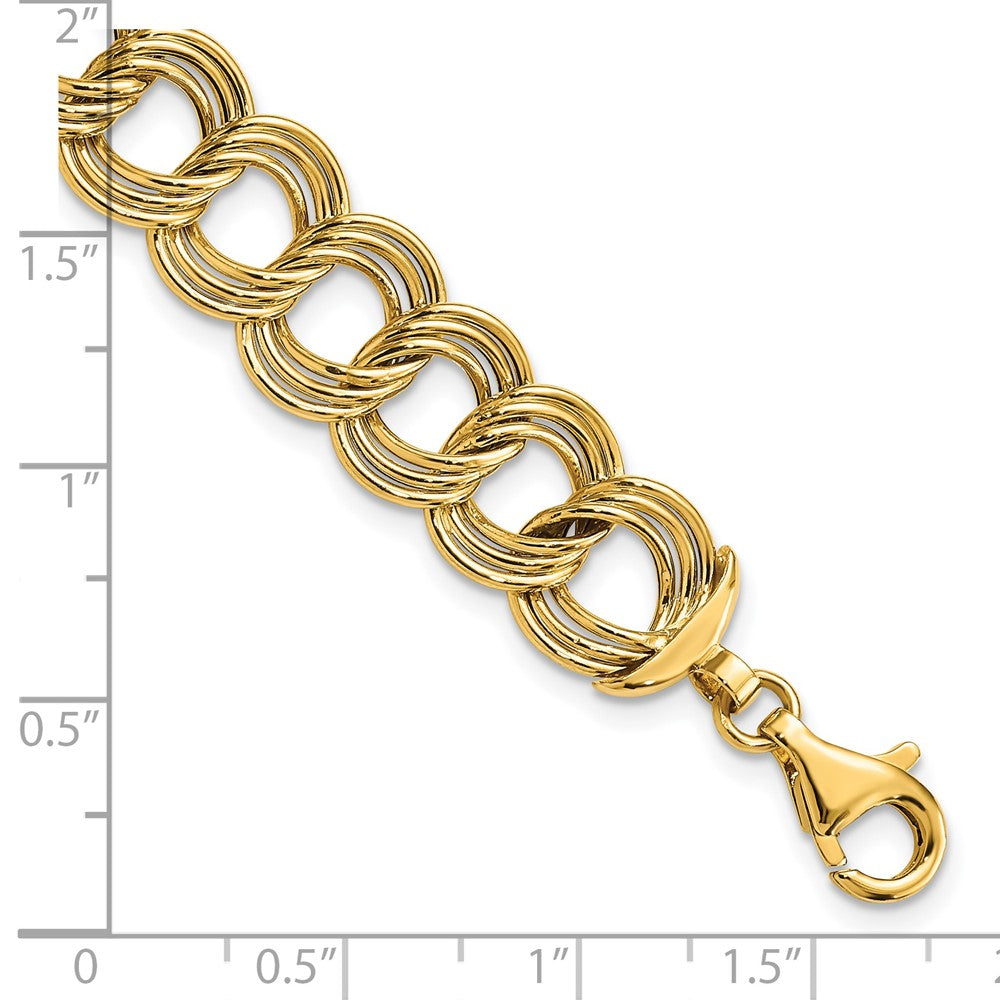 FJC Finejewelers 14 kt Yellow Gold Polished Fancy Triple Link Bracelet 7.5 Inches x 11.8 mm