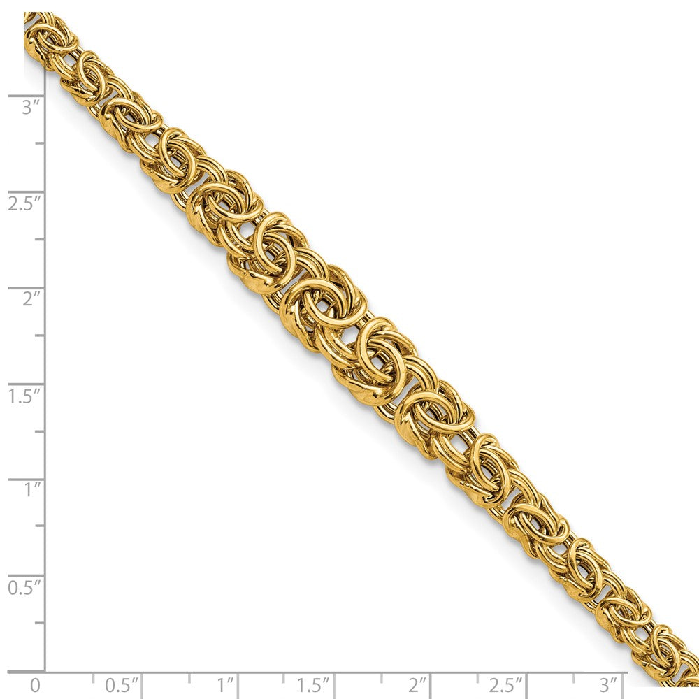 FJC Finejewelers 14 kt Yellow Gold Graduated Byzantine Bracelet 7.25 Inches x 10.3 mm