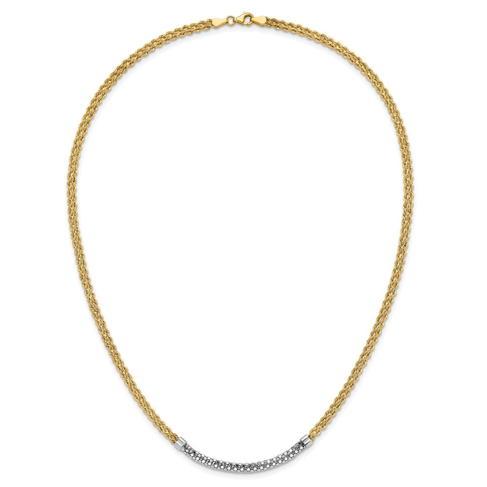 FJC Finejewelers 14 kt Yellow Gold and White Rhodium Bright Cut Twisted Fancy Necklace 18 Inches x 4 mm