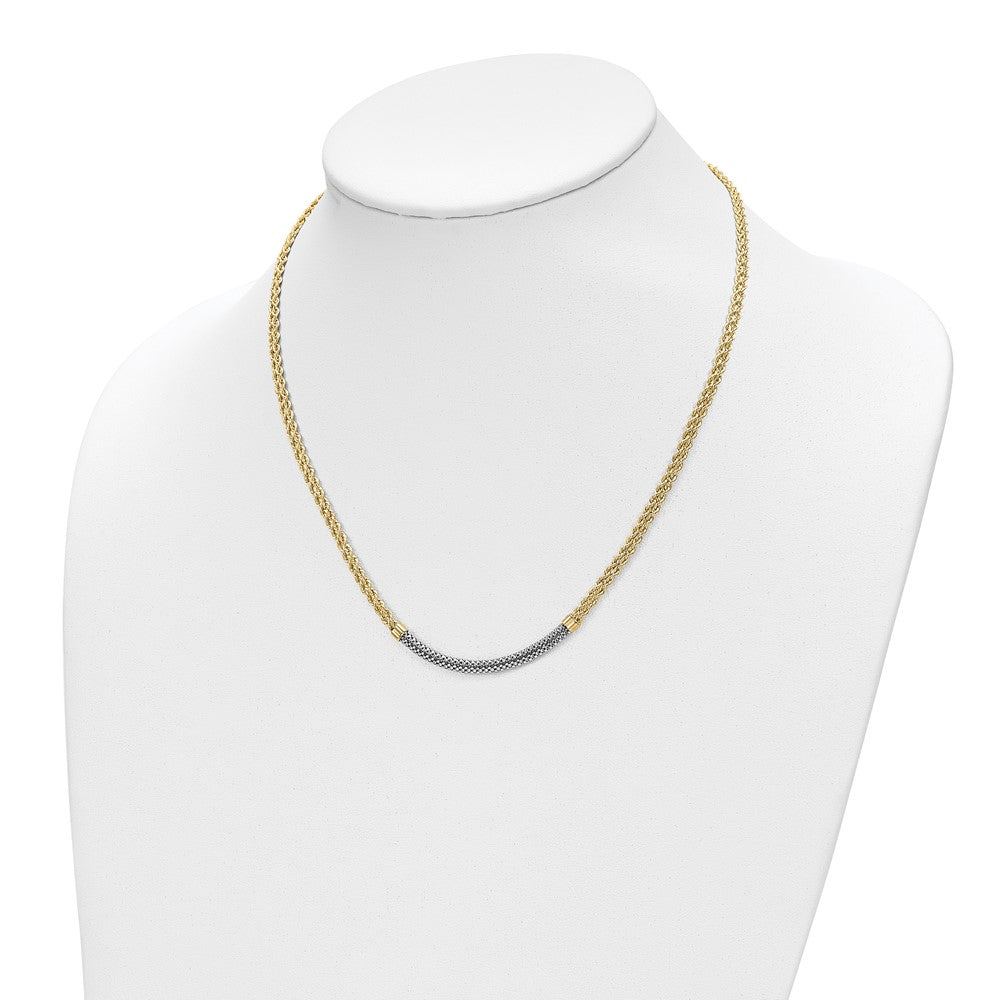 FJC Finejewelers 14 kt Yellow Gold and White Rhodium Bright Cut Twisted Fancy Necklace 18 Inches x 4 mm