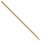 FJC Finejewelers 14 kt Yellow Gold Mesh and White Rhodium Bright Cut Flat Wheat Bracelet 7.5 Inches x 4.5 mm