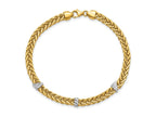 FJC Finejewelers 14 kt Yellow Gold Mesh and White Rhodium Bright Cut Flat Wheat Bracelet 7.5 Inches x 4.5 mm