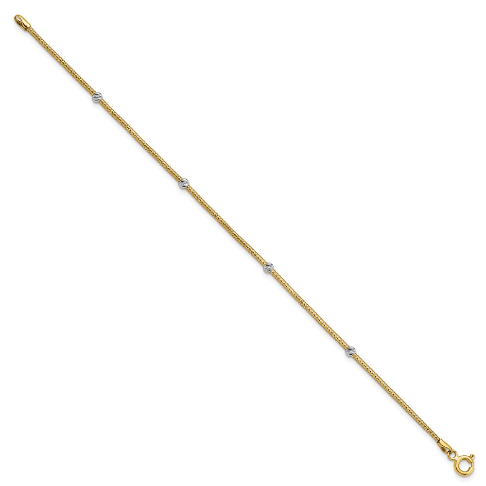 FJC Finejewelers 14 kt Yellow Gold Mesh Hollow Woven Flexible Beads Bracelet 7.25 Inches x 3 mm