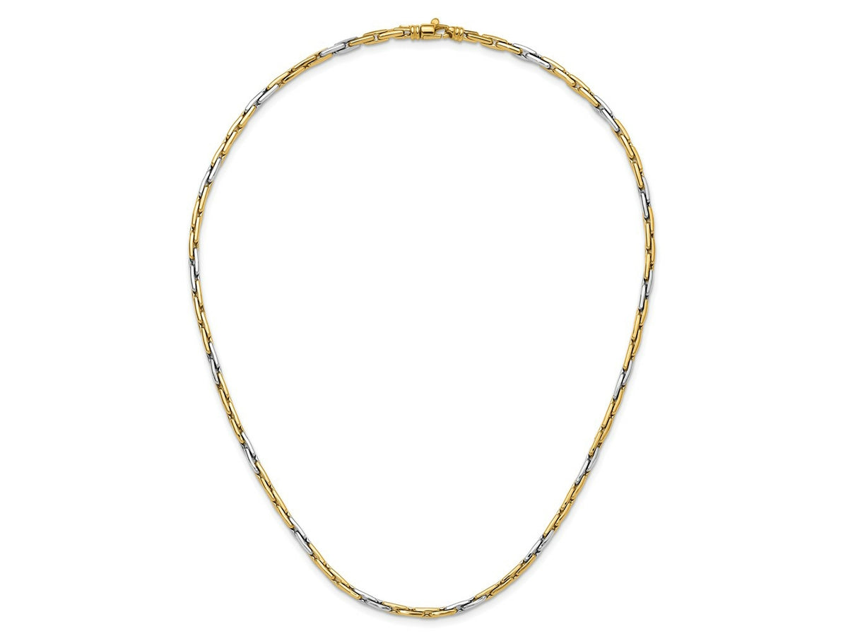 FJC Finejewelers 14 kt Two Tone Gold Two-Tone Polished Fancy Link Necklace 18 Inches x 2 mm