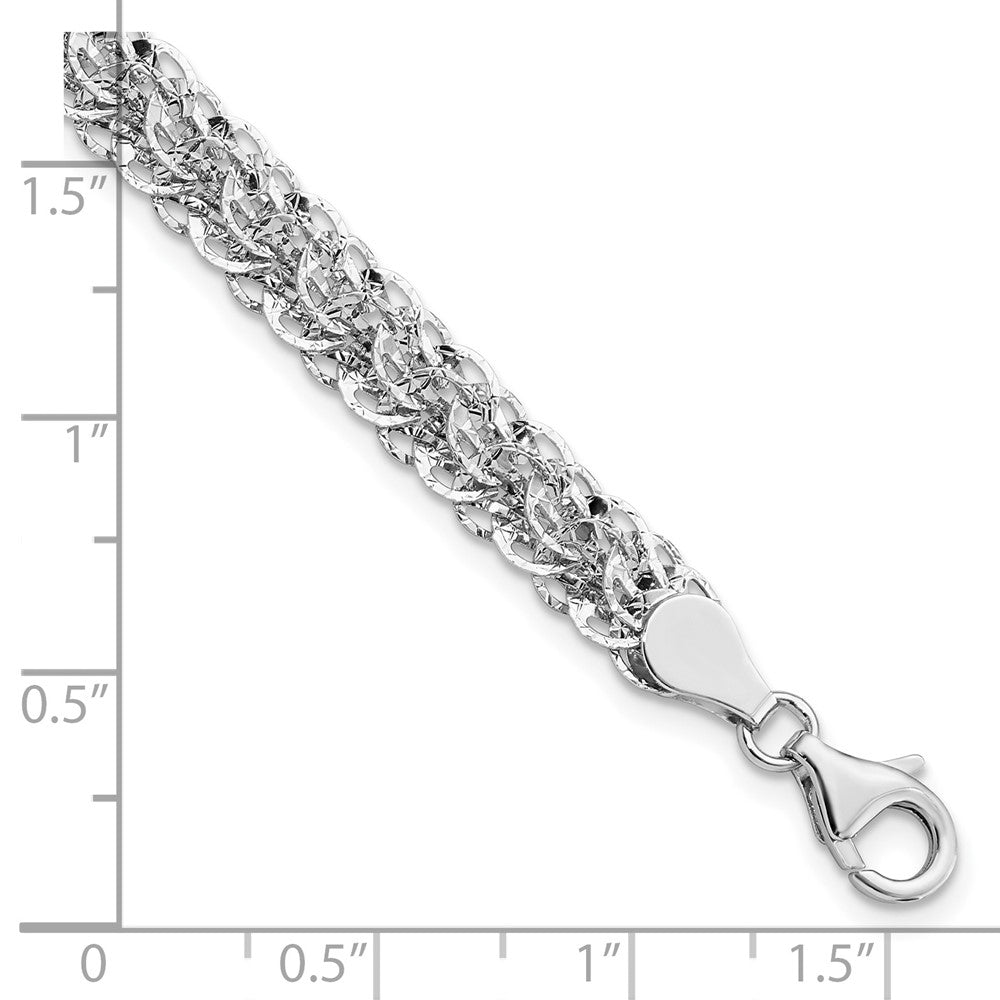 FJC Finejewelers 14 kt White Gold White Polished Bright Cut Fancy Link Bracelet 7.5 Inches x 6.5 mm