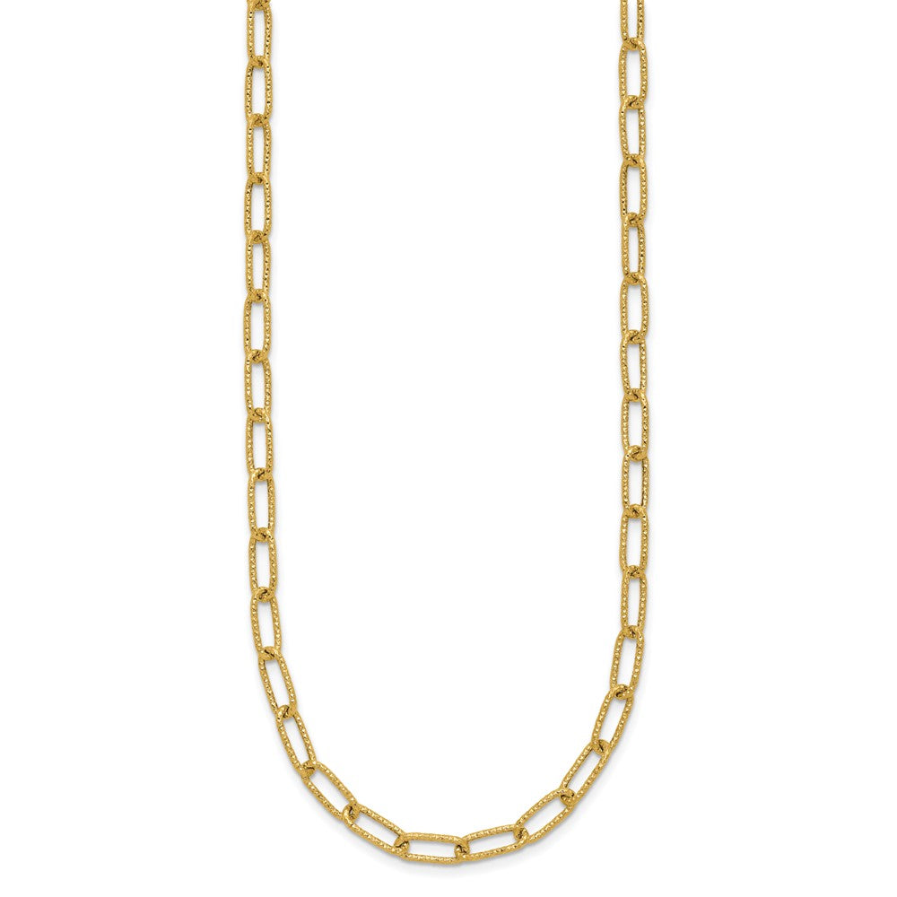 FJC Finejewelers 14 kt Yellow Gold Textured Open Link Necklace 18 Inches x 3 mm