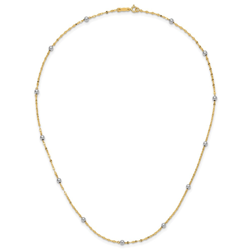 FJC Finejewelers 14 kt Two Tone Gold Two Tone Polished Bead Fancy Necklace 17 Inches x 3.05 mm