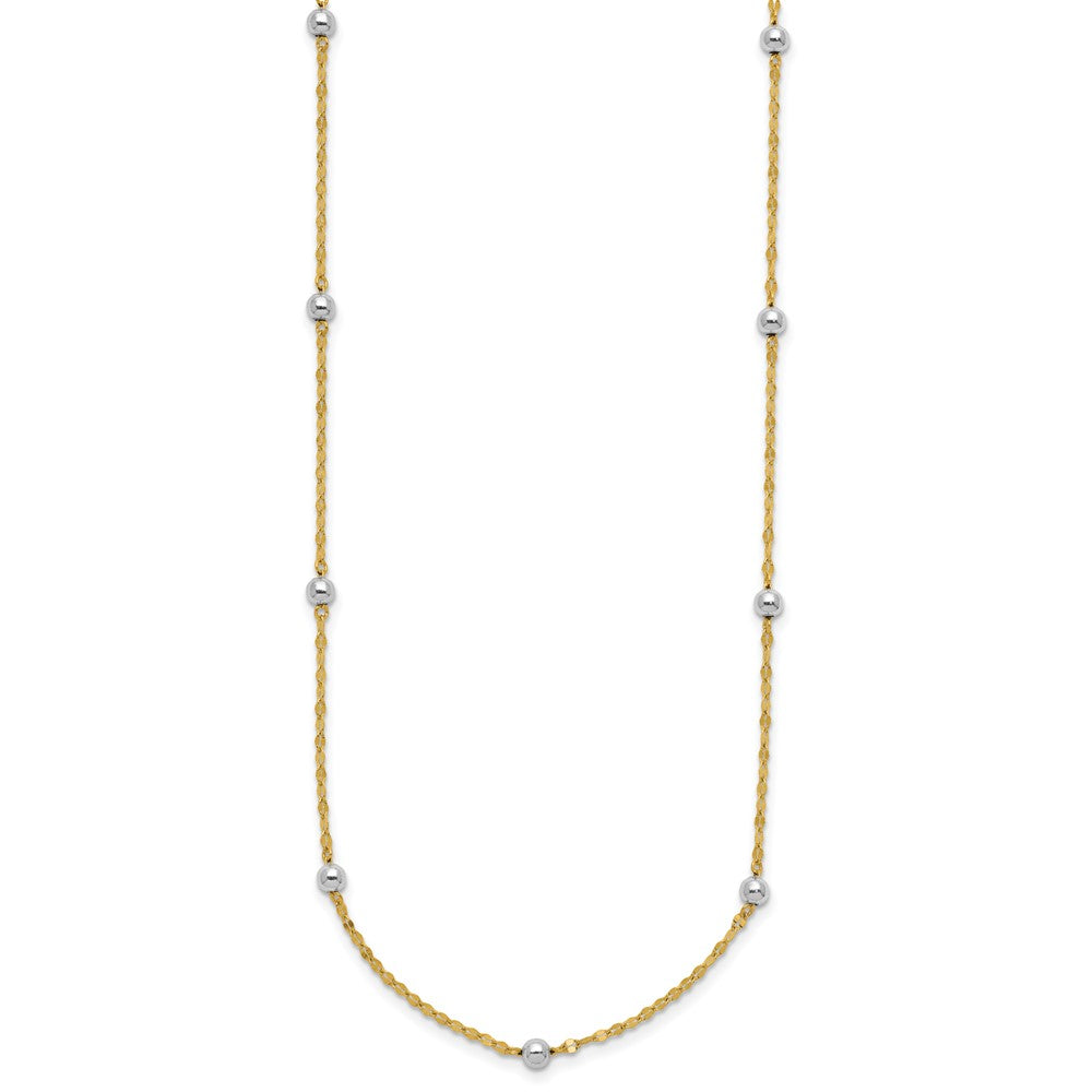 FJC Finejewelers 14 kt Two Tone Gold Two Tone Polished Bead Fancy Necklace 17 Inches x 3.05 mm