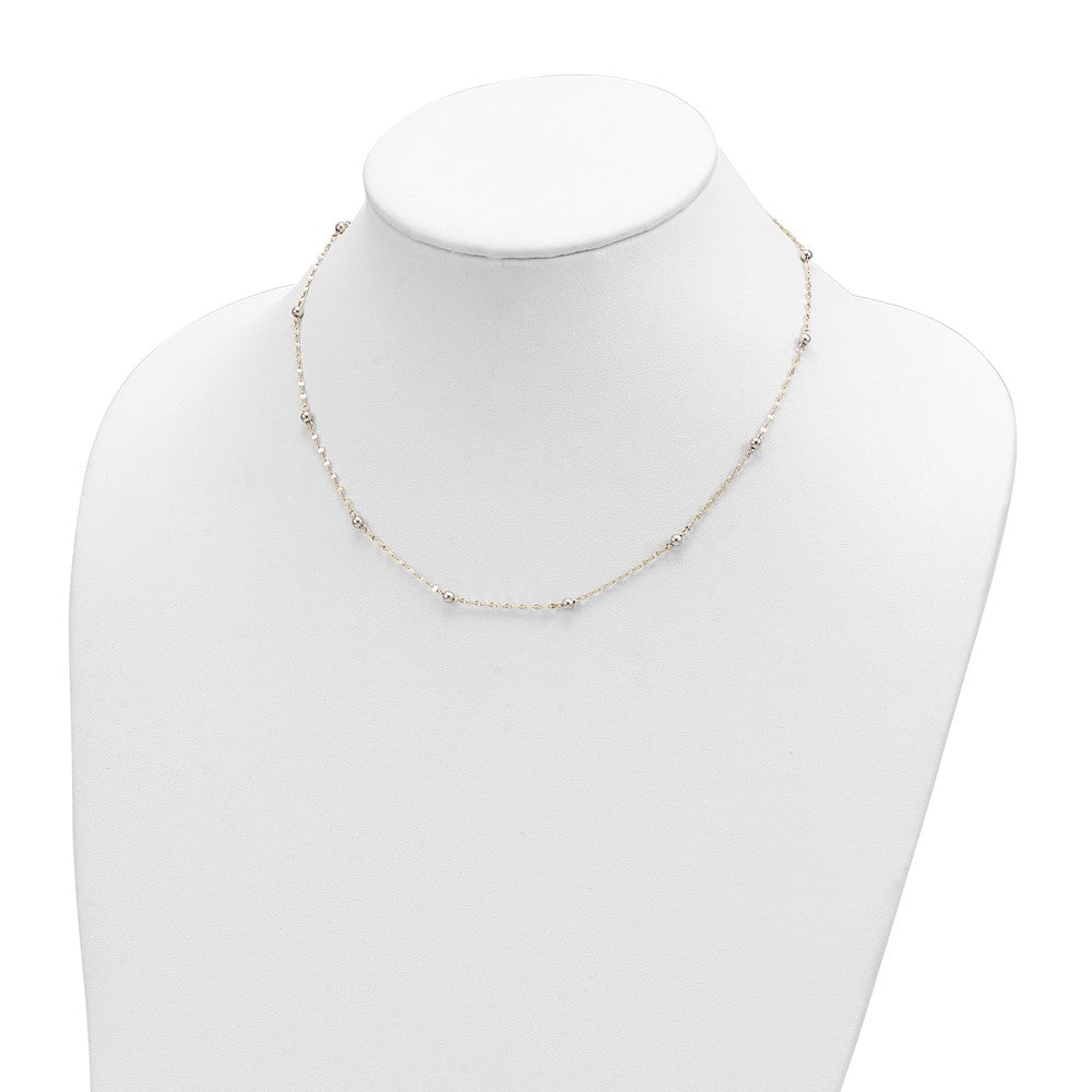 FJC Finejewelers 14 kt Two Tone Gold Two Tone Polished Bead Fancy Necklace 17 Inches x 3.05 mm