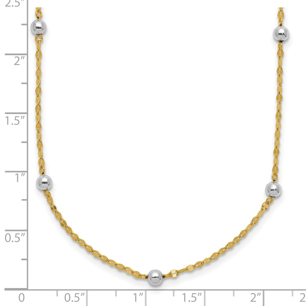 FJC Finejewelers 14 kt Two Tone Gold Two Tone Polished Bead Fancy Necklace 17 Inches x 3.05 mm
