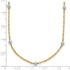 FJC Finejewelers 14 kt Two Tone Gold Two Tone Polished Bead Fancy Necklace 17 Inches x 3.05 mm