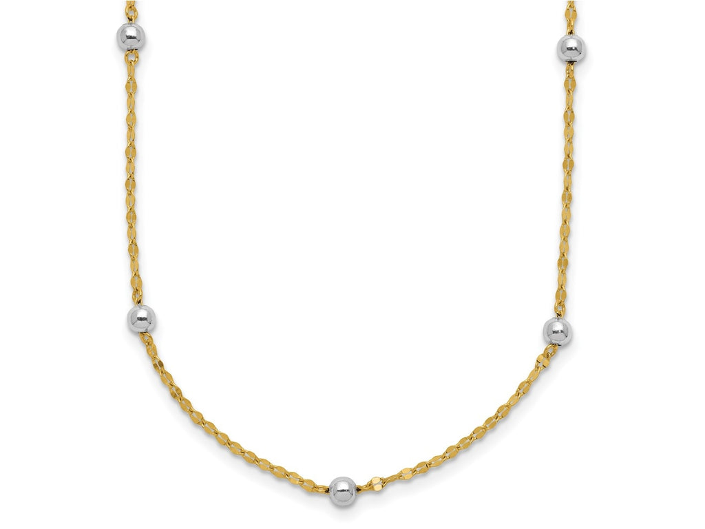 FJC Finejewelers 14 kt Two Tone Gold Two Tone Polished Bead Fancy Necklace 17 Inches x 3.05 mm