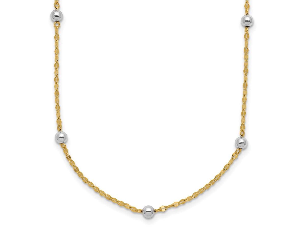 FJC Finejewelers 14 kt Two Tone Gold Two Tone Polished Bead Fancy Necklace 17 Inches x 3.05 mm