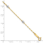 FJC Finejewelers 14 kt Two Tone Gold Bead and Beaded Two Tone Polished Bead Bracelet 7.25 Inches