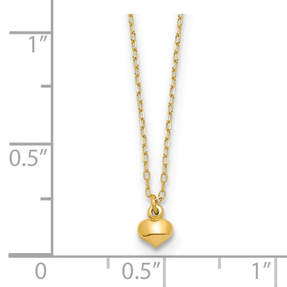 FJC Finejewelers 14 kt Yellow Gold Cable Polished Puffed Heart Necklace 16.5 Inches x 4 mm