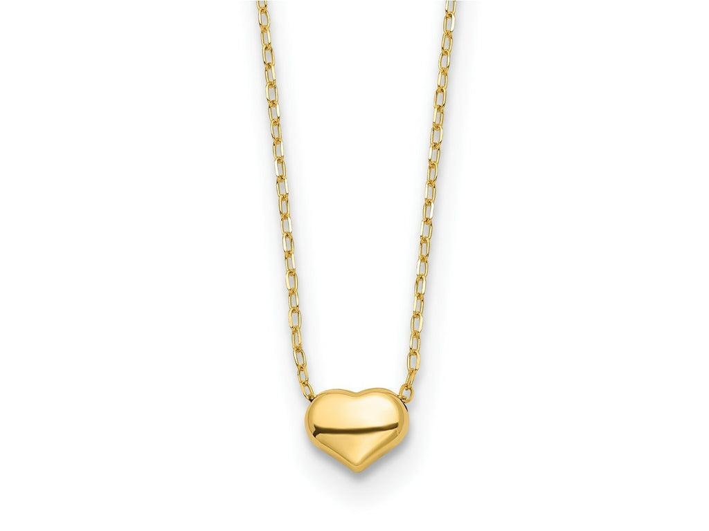 FJC Finejewelers 14 kt Yellow Gold Cable Polished Heart Necklace 16.5 Inches x 6 mm
