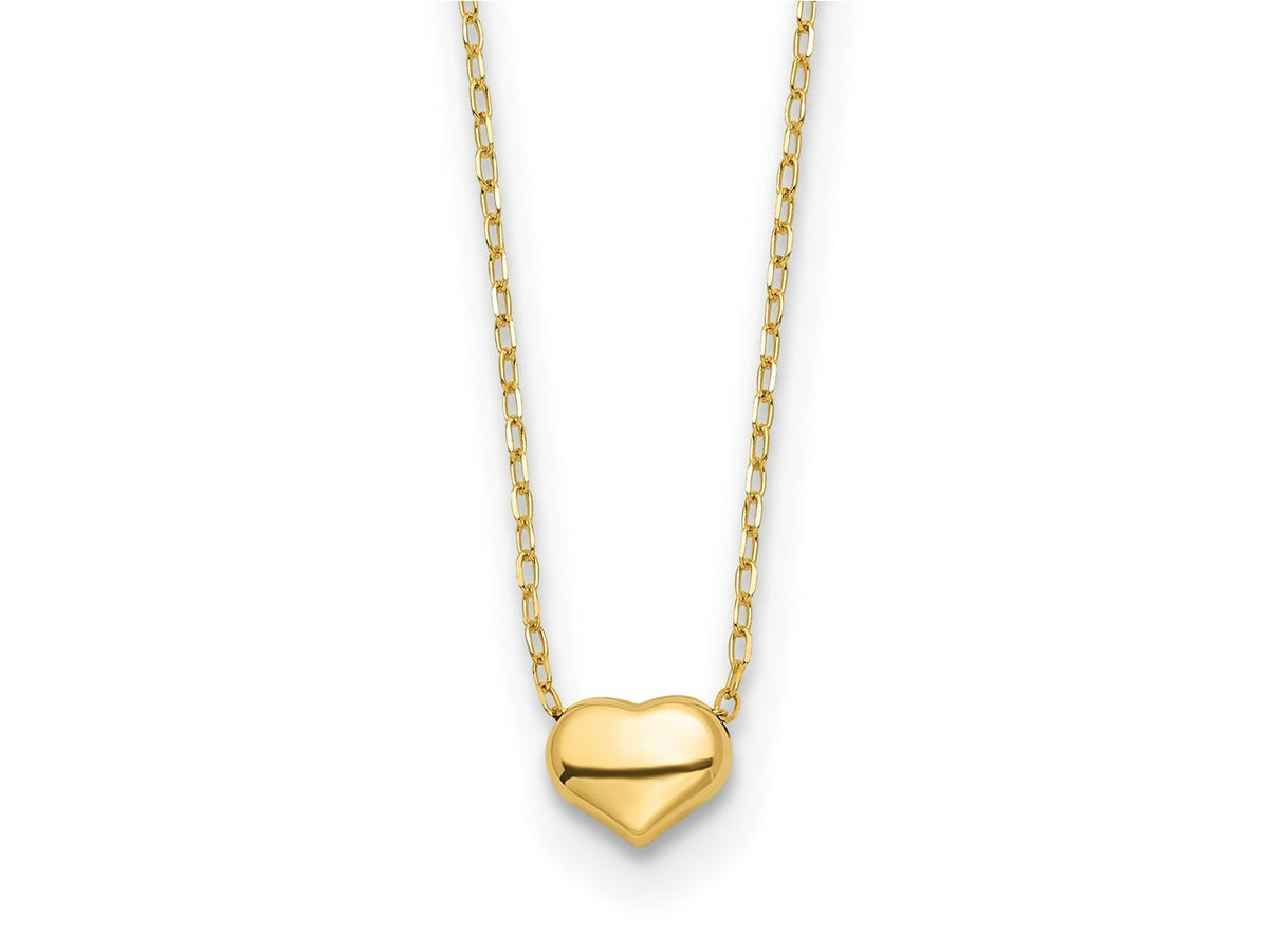 FJC Finejewelers 14 kt Yellow Gold Cable Polished Heart Necklace 16.5 Inches x 6 mm