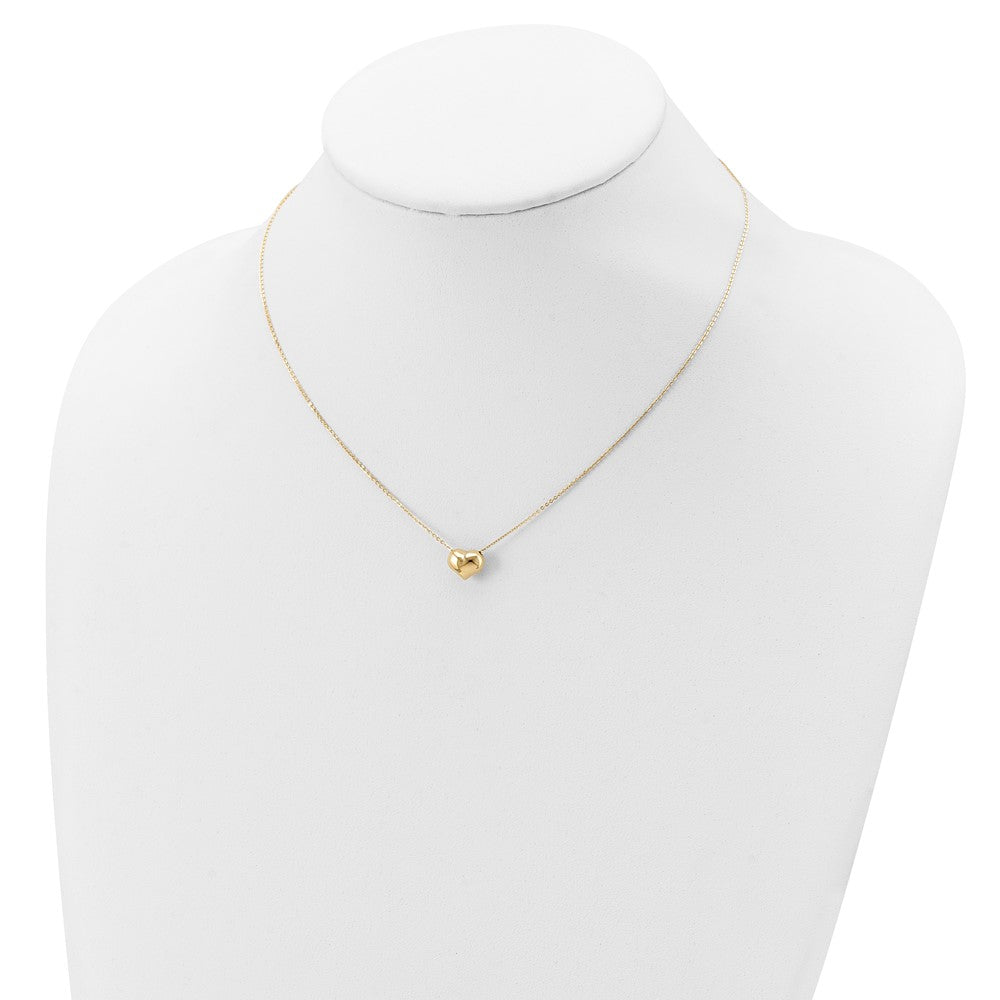 FJC Finejewelers 14 kt Yellow Gold Polished Puffed Heart Necklace 16.5 Inches x 10 mm