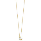 FJC Finejewelers 14 kt Yellow Gold and Rhodium Brushed and Love Heart Necklace 17 Inches x 10 mm