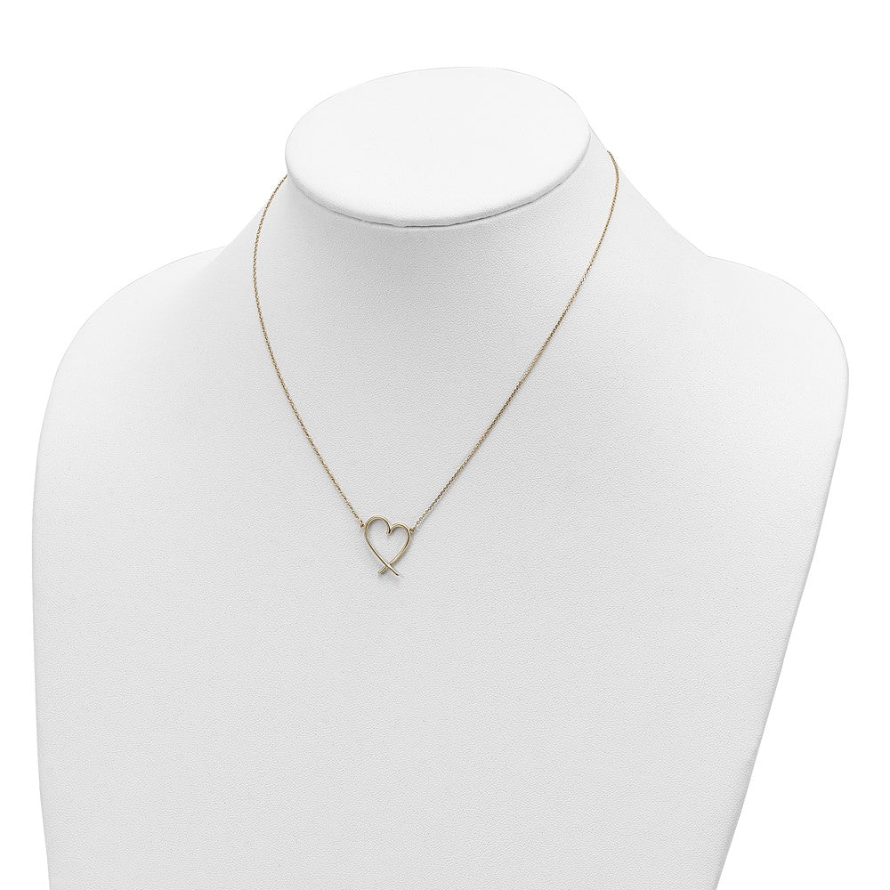FJC Finejewelers 14 kt Yellow Gold Cable Polished Open Heart with Necklace 18 Inches x 16 mm