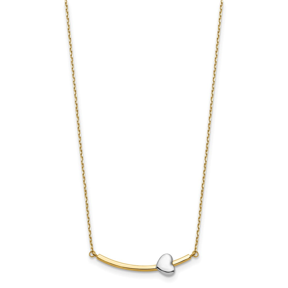 FJC Finejewelers 14 kt Two Tone Gold Cable Heart Bar 18 inch Necklace 18 Inches x 6 mm