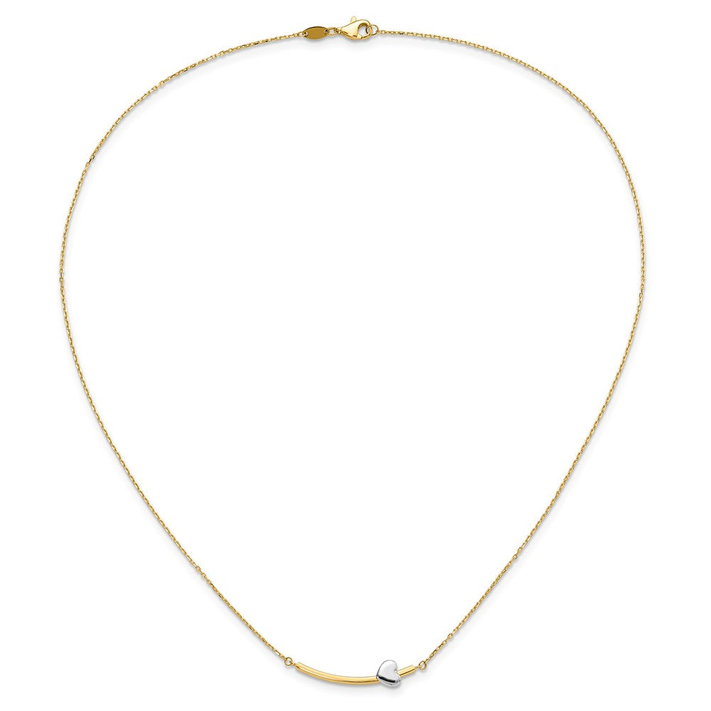 FJC Finejewelers 14 kt Two Tone Gold Cable Heart Bar 18 inch Necklace 18 Inches x 6 mm