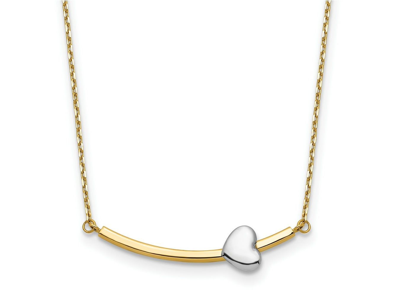 FJC Finejewelers 14 kt Two Tone Gold Cable Heart Bar 18 inch Necklace 18 Inches x 6 mm