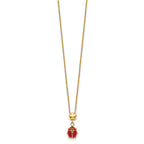 FJC Finejewelers 14 kt Yellow Gold Polished Enameled Flower with Ladybug Necklace 16.5 Inches x 7 mm