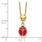 FJC Finejewelers 14 kt Yellow Gold Polished Enameled Flower with Ladybug Necklace 16.5 Inches x 7 mm
