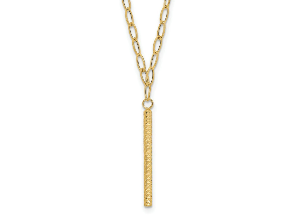 FJC Finejewelers 14 kt Yellow Gold Open Link Oval Link Bright Cut Bar Necklace 18 Inches x 2.5 mm