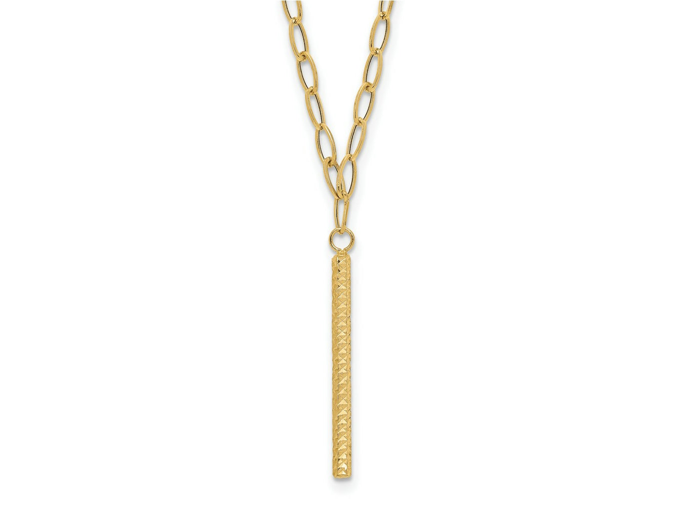 FJC Finejewelers 14 kt Yellow Gold Open Link Oval Link Bright Cut Bar Necklace 18 Inches x 2.5 mm