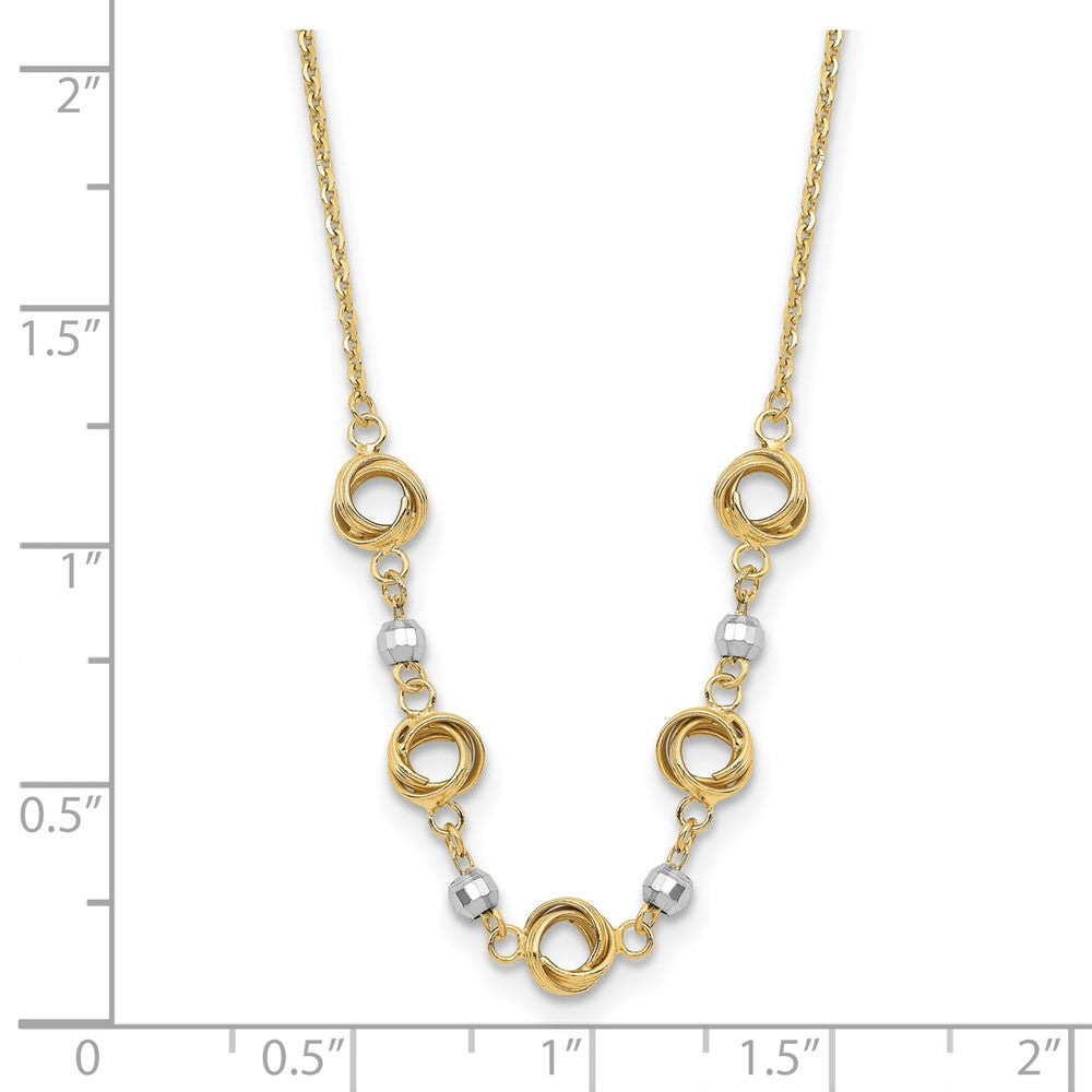 FJC Finejewelers 14 kt Two Tone Gold Two Tone 2 in Ext Love Knots Bright Cut Bead Necklace 18 Inches x 63 mm
