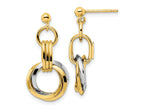 FJC Finejewelers 14 kt Two Tone Gold Polished Intertwined Circles Post Dangle Earrings 25 x 12 mm