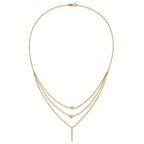 FJC Finejewelers 14 kt Yellow Gold Fancy Three Layer Bright Cut Bead/Star/Bar Necklace 18 Inches x 2 mm