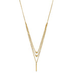 FJC Finejewelers 14 kt Yellow Gold Fancy Three Layer Bright Cut Bead/Star/Bar Necklace 18 Inches x 2 mm