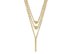 FJC Finejewelers 14 kt Yellow Gold Fancy Three Layer Bright Cut Bead/Star/Bar Necklace 18 Inches x 2 mm