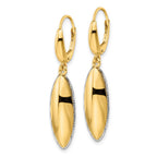 FJC Finejewelers 14 kt Two Tone Gold Dangle Bright Cut Hollow Teardrop Criss Cross Leverback Earrings 40 x 8 mm
